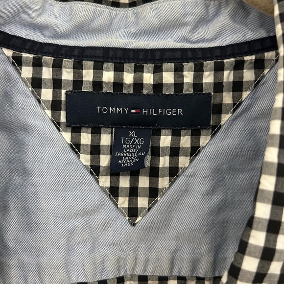 Tommy Hilfiger Black and White Checkered Button-Down Shirt, Sz XL - Picture 3 of 7